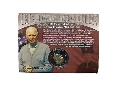 1978-S Eisenhower Dollar Clad Proof San Francisco Mint Collectible in Display