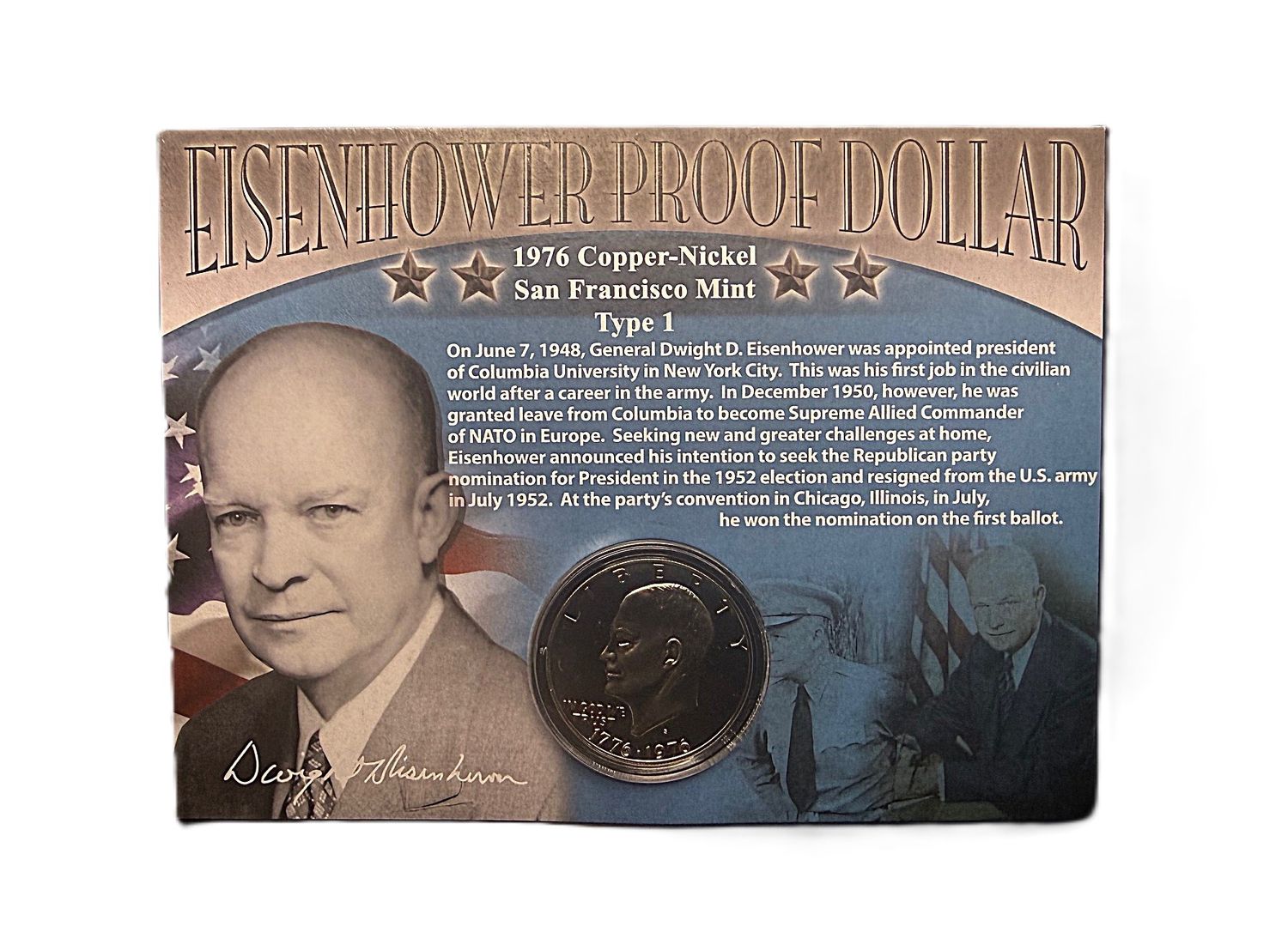 1976-S Eisenhower Bicentennial Dollar Clad Proof Type 1 San Francisco Mint Collectible