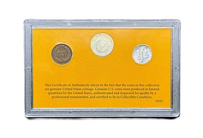 Collectors’ Favorite Rare Coins Set: 1904 Indian Head Cent, 1900 Liberty Head V Nickel, 1944-S Mercury Silver Dime with Certificate of Authenticity