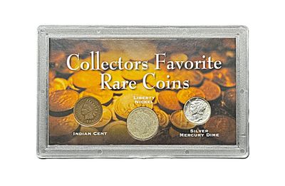 Collectors’ Favorite Rare Coins Set: 1904 Indian Head Cent, 1900 Liberty Head V Nickel, 1944-S Mercury Silver Dime with Certificate of Authenticity