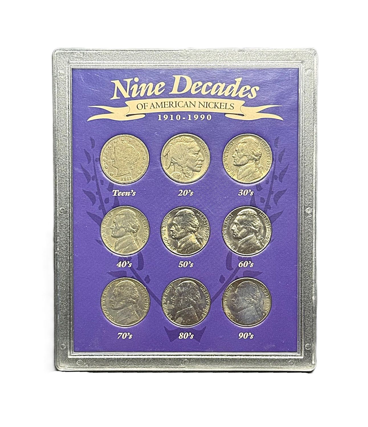 Nine Decades of American Nickels Collection Set 1910-1990
