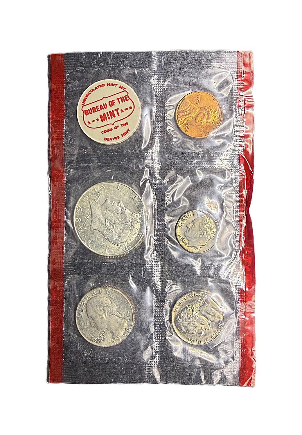 1968-D United States Uncirculated Mint Set - Original Government Packaging with 40% Silver Kennedy Half Dollar