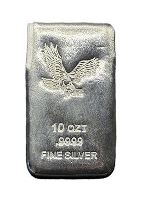 10 oz- Eagle Poured Silver Bar- .9999 Fine