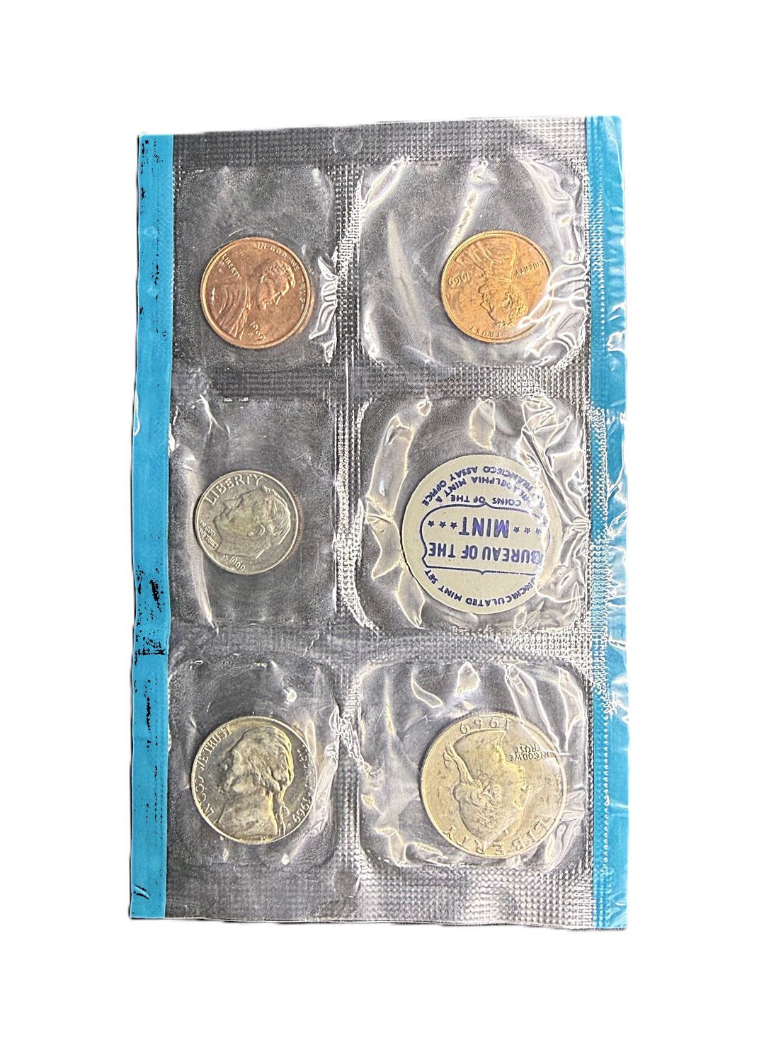 1969 5-Coin Uncirculated Mint Set with 1969-S Cent &amp; Nickel