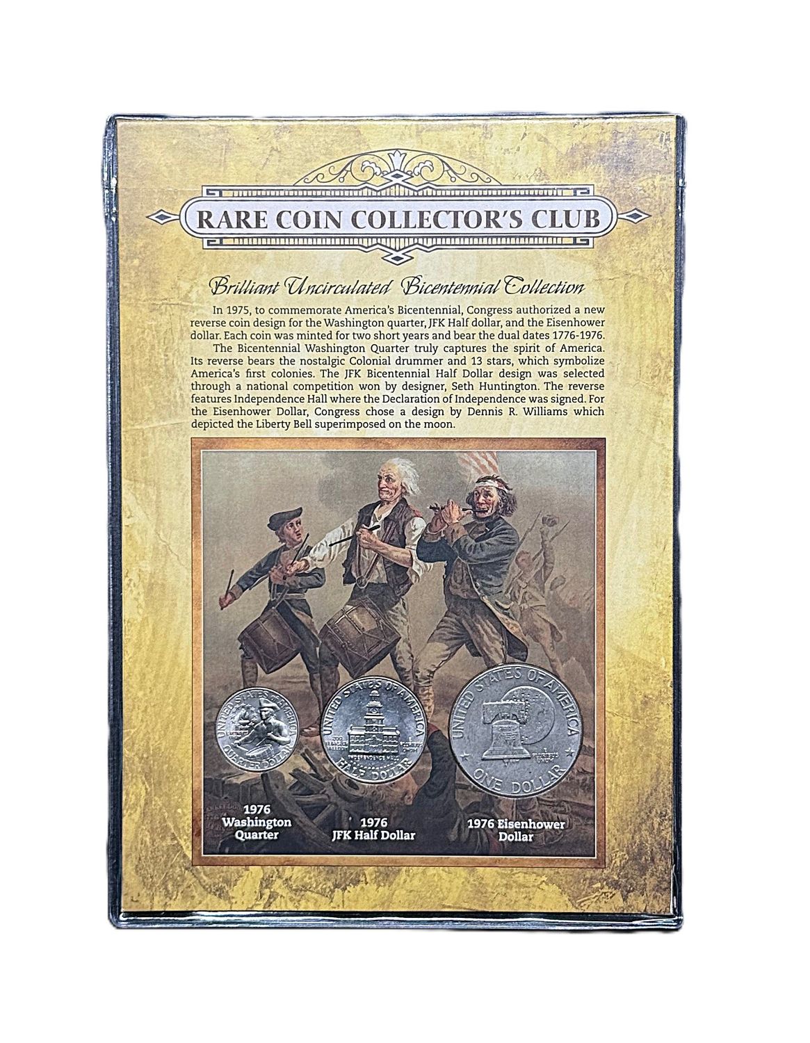 1976 Bicentennial Brilliant Uncirculated 3-Coin Set - Washington Quarter, JFK Half Dollar, Eisenhower Dollar