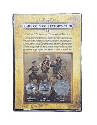 1976 Bicentennial Brilliant Uncirculated 3-Coin Set - Washington Quarter, JFK Half Dollar, Eisenhower Dollar