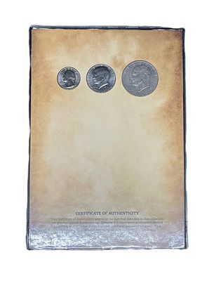 1976 Bicentennial Brilliant Uncirculated 3-Coin Set - Washington Quarter, JFK Half Dollar, Eisenhower Dollar