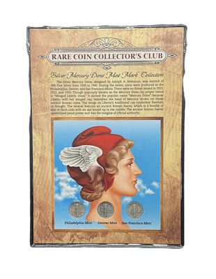 Silver Mercury Dime Mint Mark Collection P D S Set - Philadelphia Denver San Francisco Rare Coin Collector’s Club