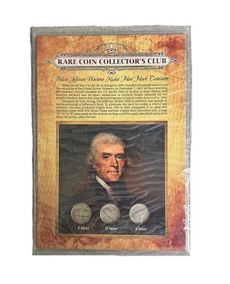 WWII Silver Jefferson Nickel Mint Mark Collection P D S Set - Rare Coin Collector’s Club