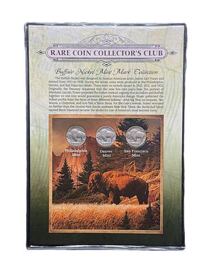 Buffalo Nickel Mint Mark Collection P D S Set - Philadelphia Denver San Francisco Rare Coin Collector’s Club