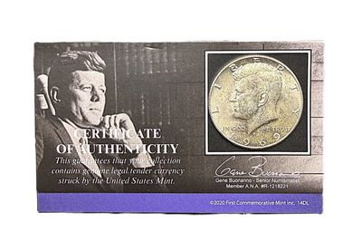 1969-D Silver Kennedy Half Dollar 40% Silver JFK Last Circulating Coin- with COA in Flip Display