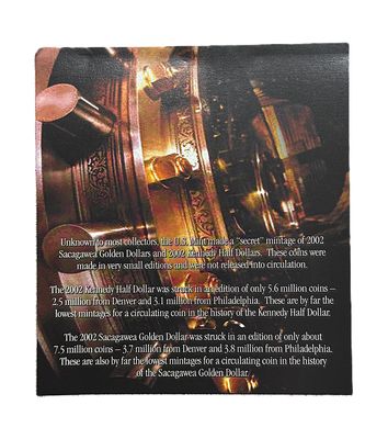 2002 America’s Secret Mintages 4-Coin Set - P&amp;D Kennedy Half Dollars &amp; Sacagawea Golden Dollars with COA