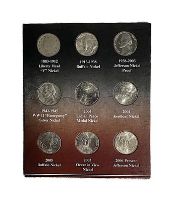 100 Years of American Nickels 9-Coin Genuine US Mint Type Set with Display Case &amp; COA First Commemorative Mint