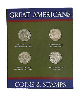 2003 First Commemorative Mint Great Americans Sitting Bull Buffalo Nickel Coins &amp; Stamp Set with COA