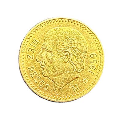 1959 Mexico 10 Pesos Gold Coin