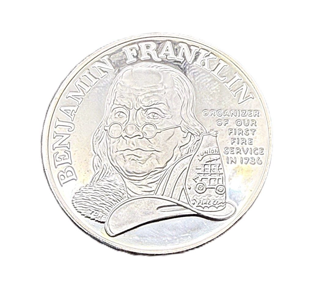 1992 Benjamin Franklin Firefighters 1 oz Silver Medal