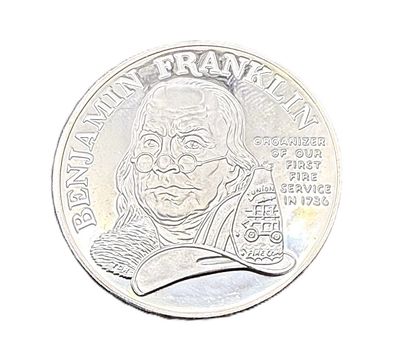 1992 Benjamin Franklin Firefighters 1 oz Silver Medal