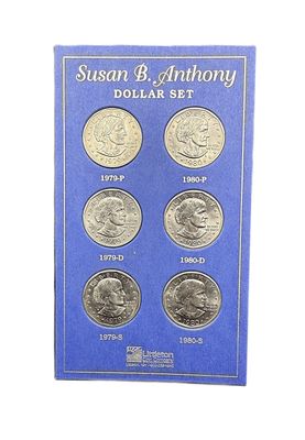 1979-1980 Susan B. Anthony Dollar Complete 2-Year Uncirculated PDS 6-Coin Set Littleton Coin Company