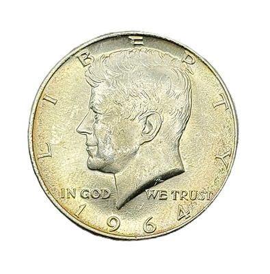 1964 Kennedy Half Dollar Rainbow Toned Silver BU