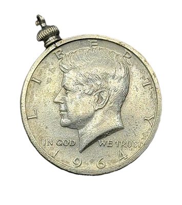 1964 Kennedy Half Dollar in Sterling Silver Bezel