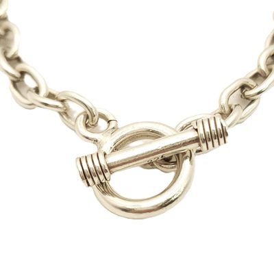 Sterling Silver Cable Link Toggle Bracelet- Size: 8"