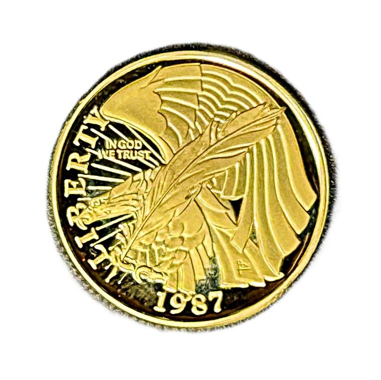 1987-W $5 U.S. Constitution Bicentennial Gold Proof Commemorative Coin