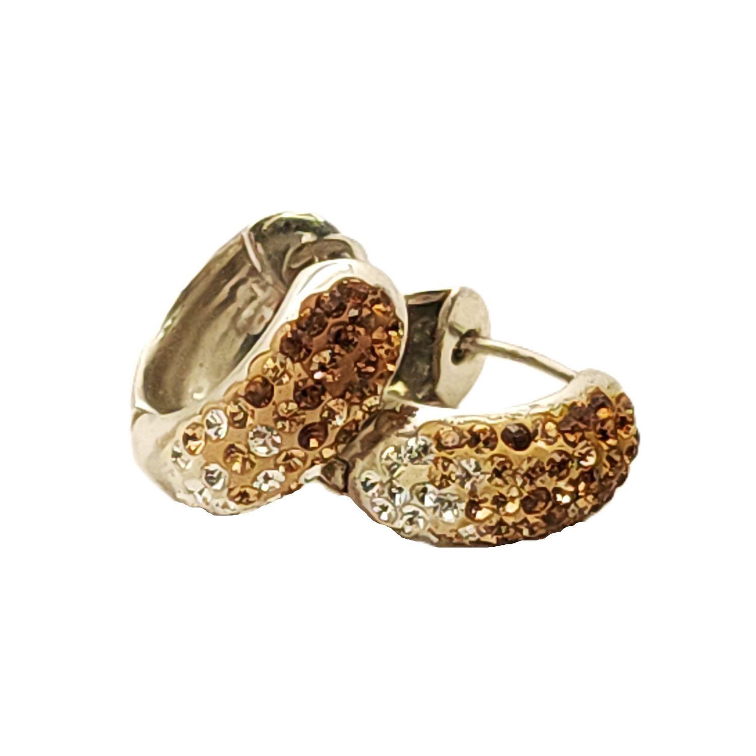 Sterling Silver White-Brown Ombre Hoop Earrings