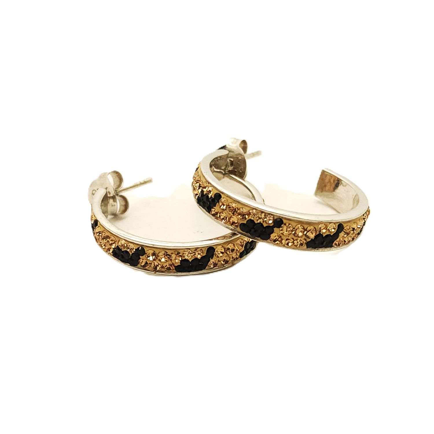 Sterling Silver Tiger 3/4 Hoop Earrings