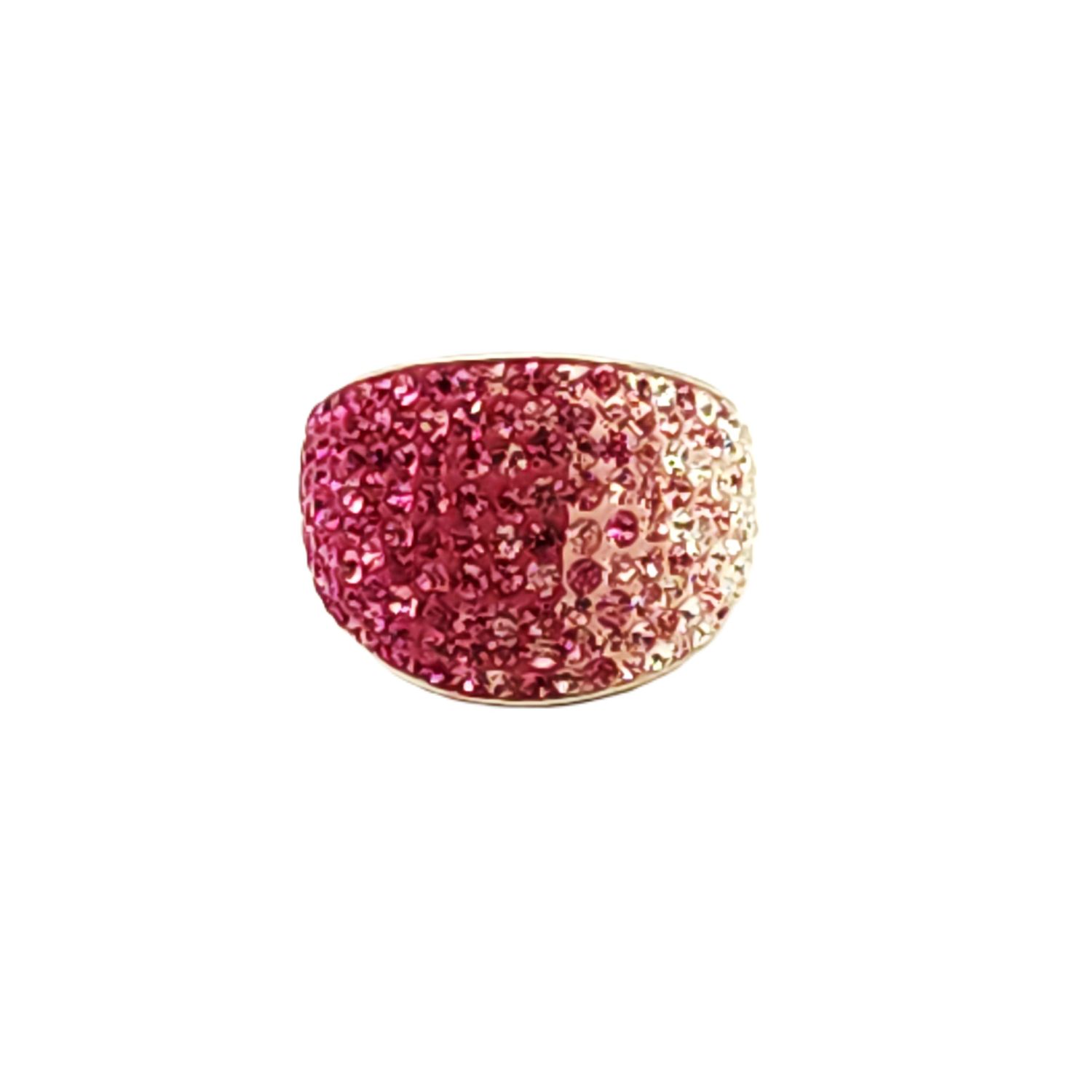 Sterling Silver White-Pink Ombre Dome Ring- Size: 6