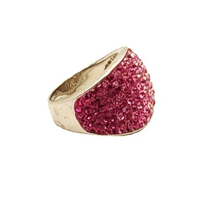 Sterling Silver White-Pink Ombre Dome Ring- Size: 6