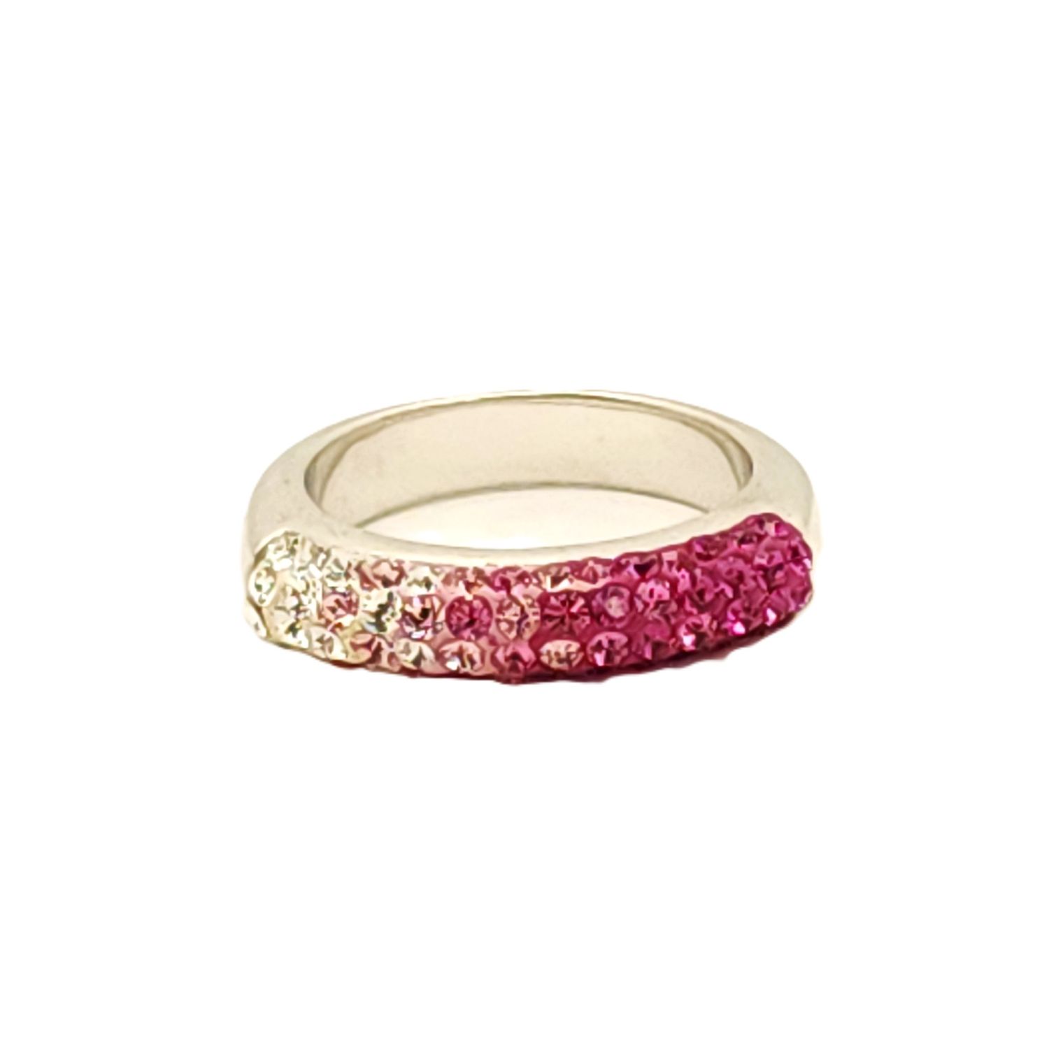 Sterling Silver White-Pink Ombre Ring- Size: 6