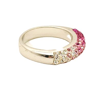 Sterling Silver White-Pink Ombre Ring- Size: 6