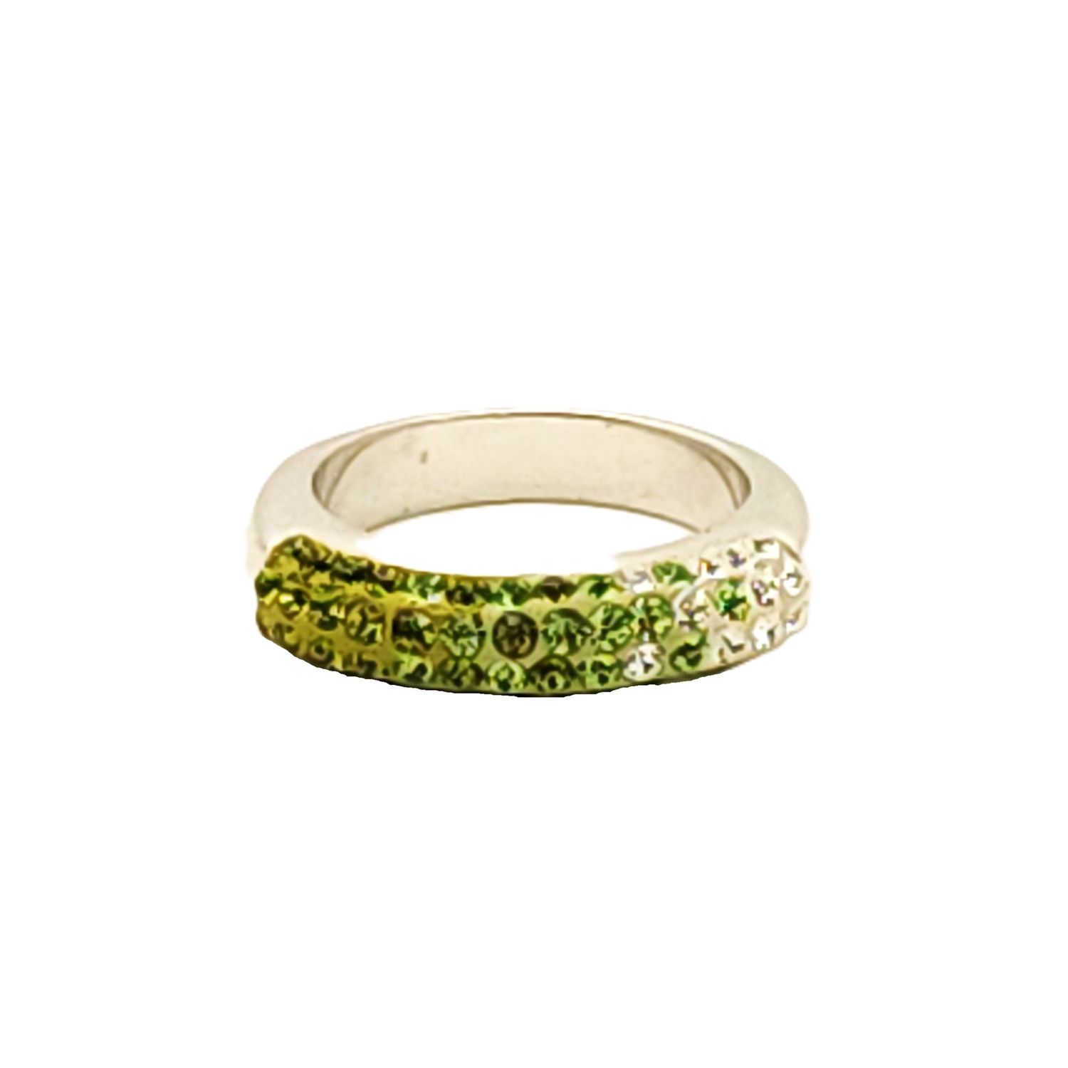 Sterling Silver White-Green Ombre Ring  Size: 6