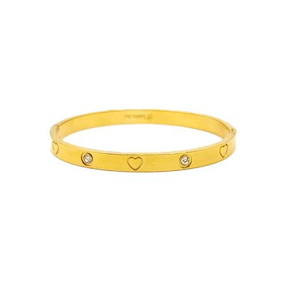 Stainless Heart Bangle Bracelet- Gold