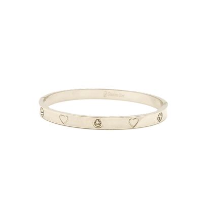 Stainless Heart Bangle Bracelet- Silver