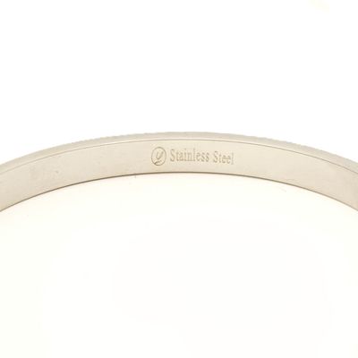 Stainless Heart Bangle Bracelet- Silver