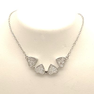 Stainless Silver Clover/Heart Necklace- Size: 16"-20"