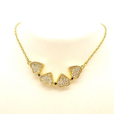 Stainless Gold Clover/Heart Necklace-   Size: 16"-20"