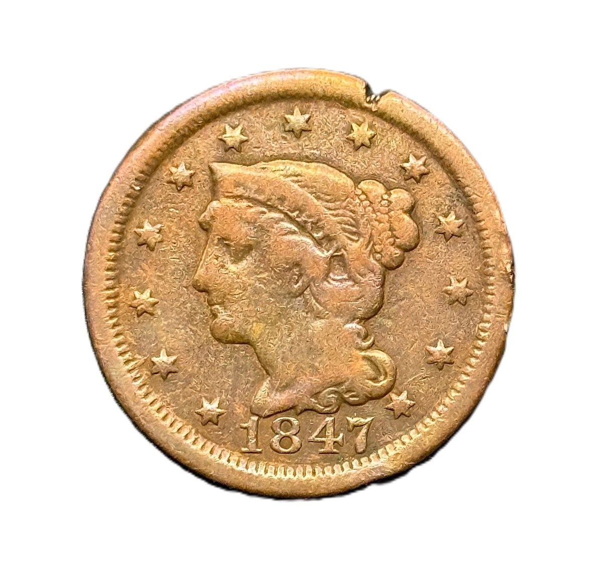 1847 Braided Hair Large Cent