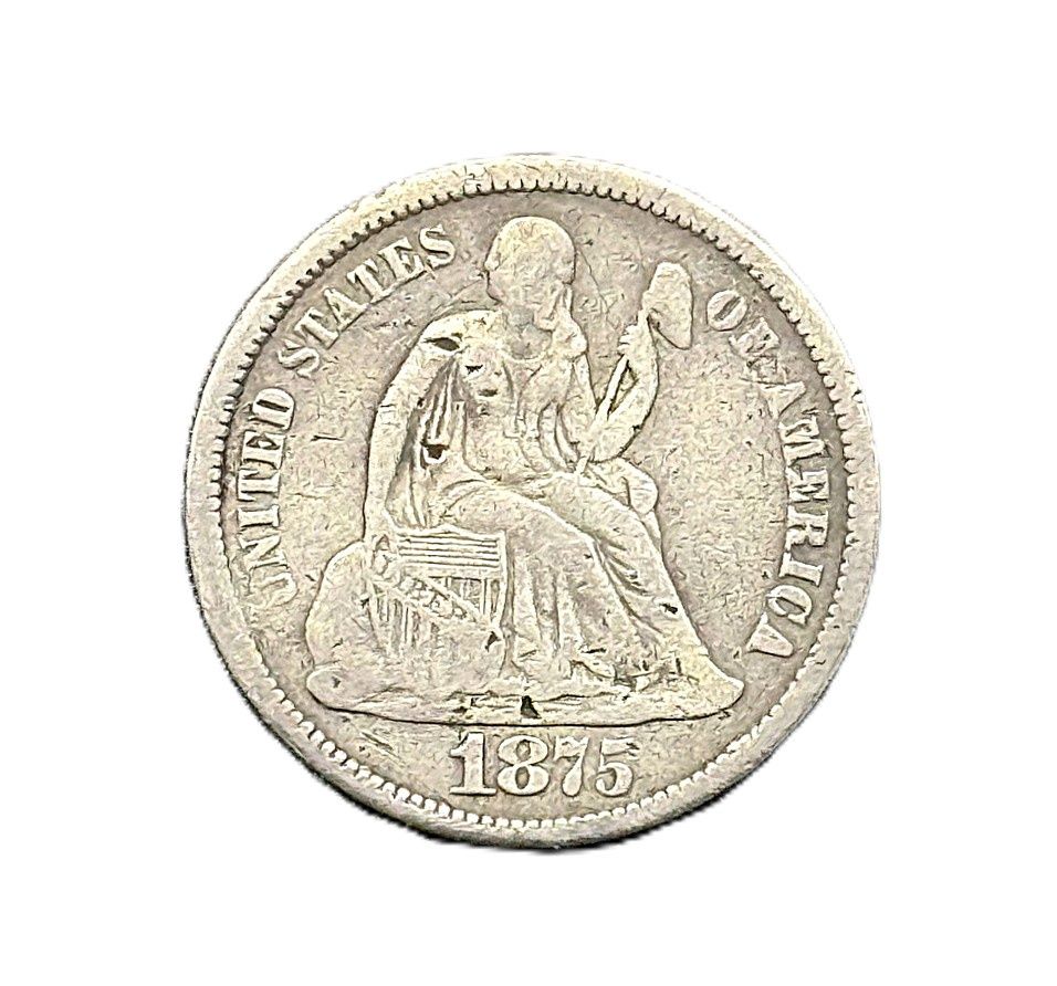 1875-CC Seated Liberty Dime Carson City Mint 90% Silver