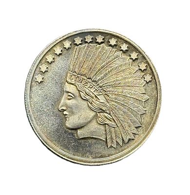 Indian Head/Eagle Silver Round- SilverTowne- 1oz-  .999 Fine