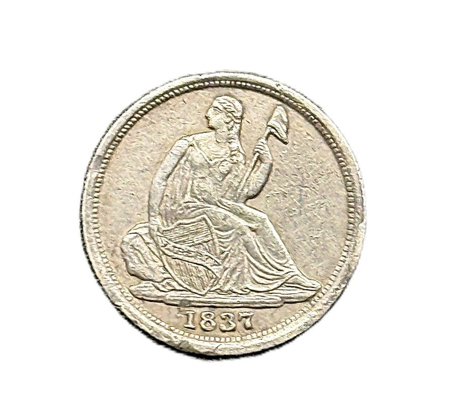 1837 Seated Liberty Half Dime No Stars Silver Coin