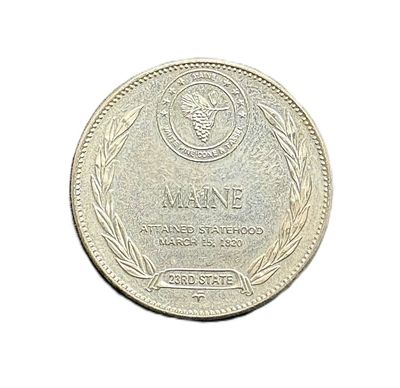 1969 Maine- States of the Union- Franklin Mint- Sterling Silver Medal- Pine Tree State