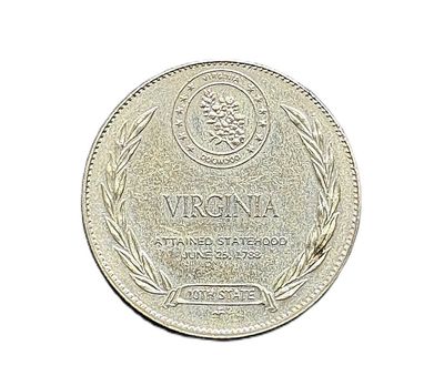 1969 Virginia - States of the Union- Franklin Mint- Sterling Silver Medal- Old Dominion State