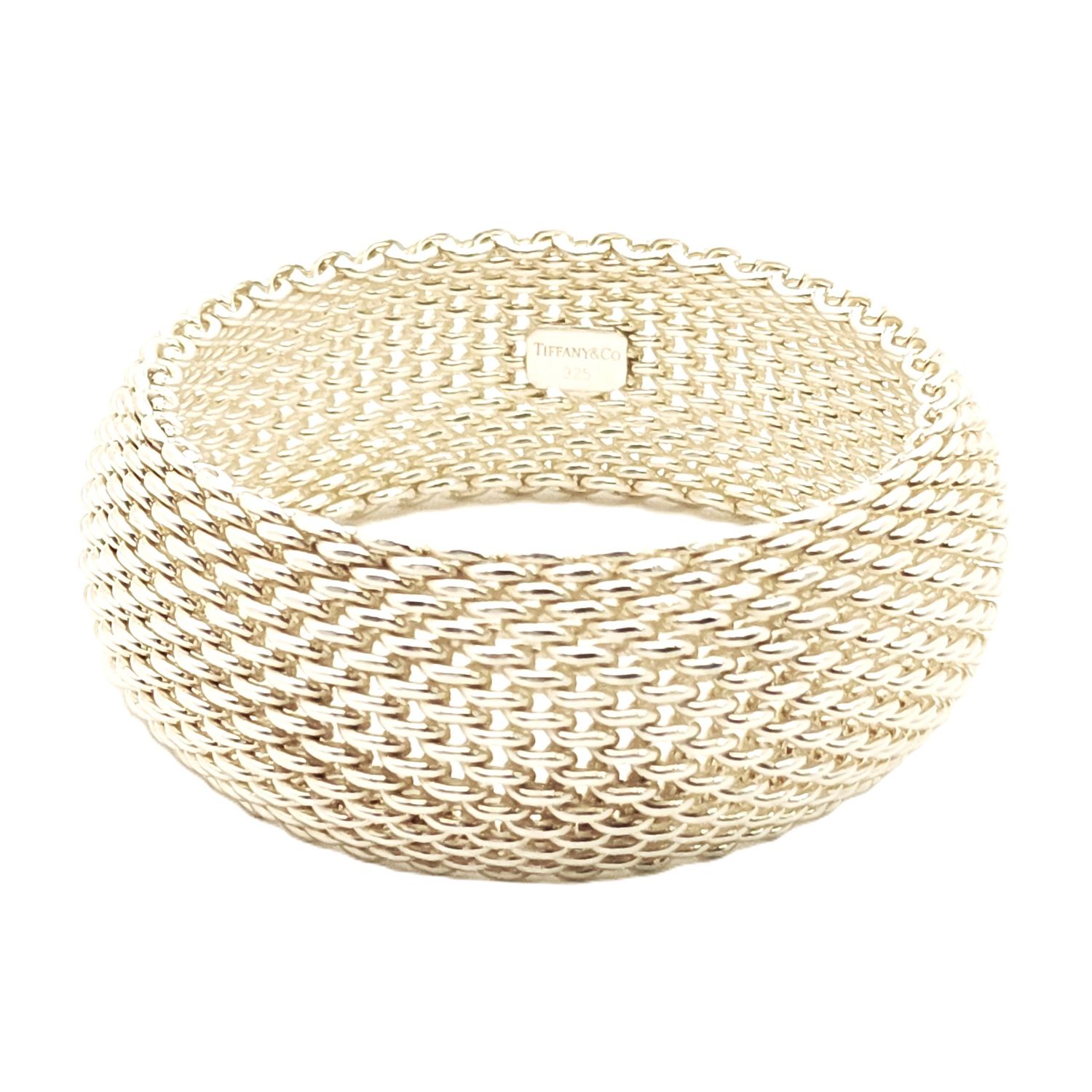 Sterling Silver T&amp;Co Wide Somerset Mesh Bangle