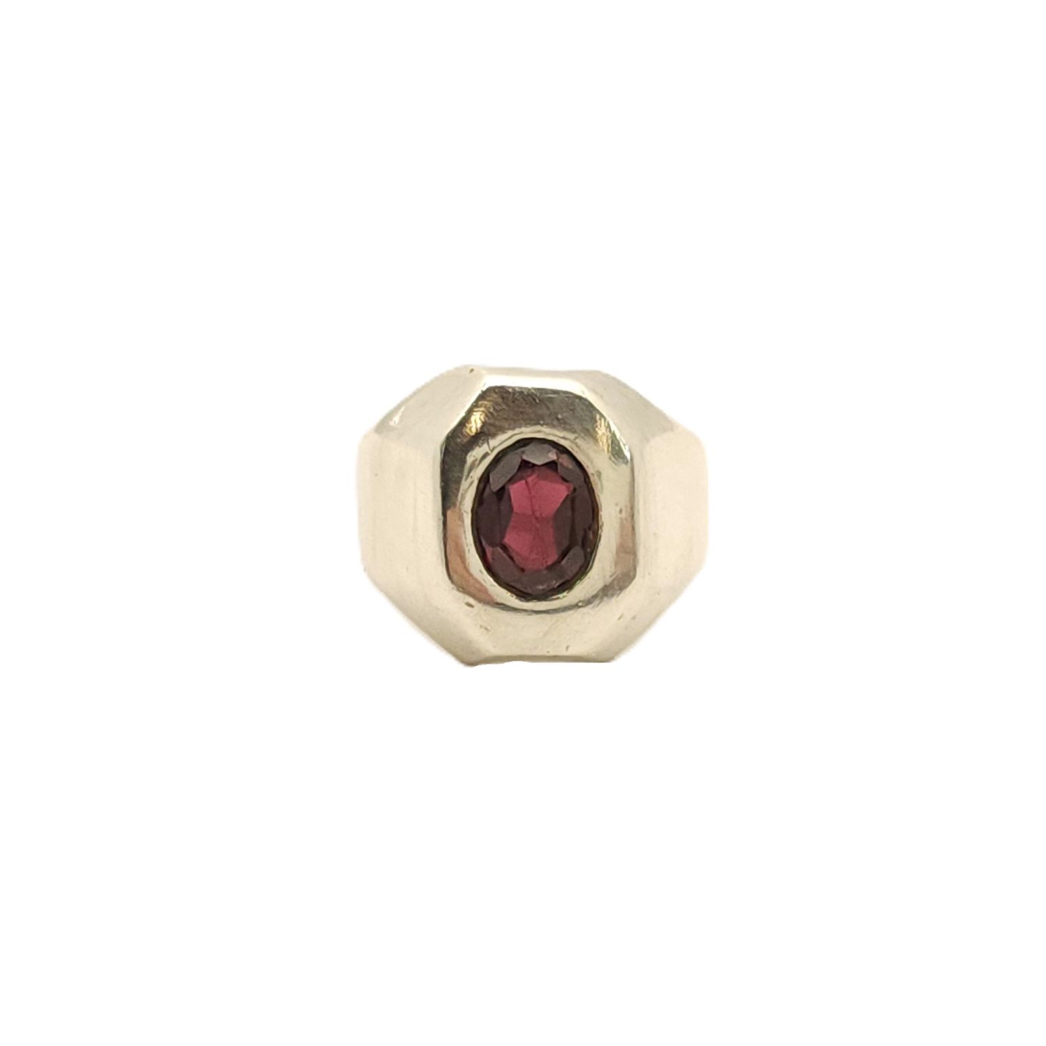 Sterling Silver Red Stone Ring- Size: 8