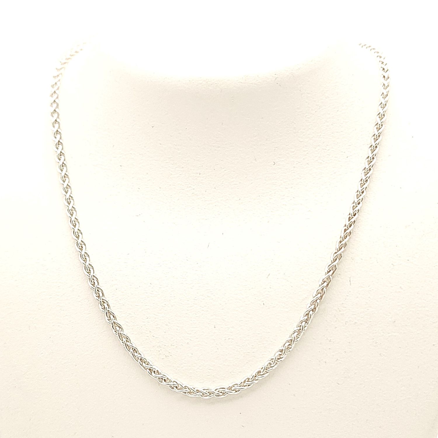 Sterling Silver Braided Wheat Necklace- Size: 18" X 2mm