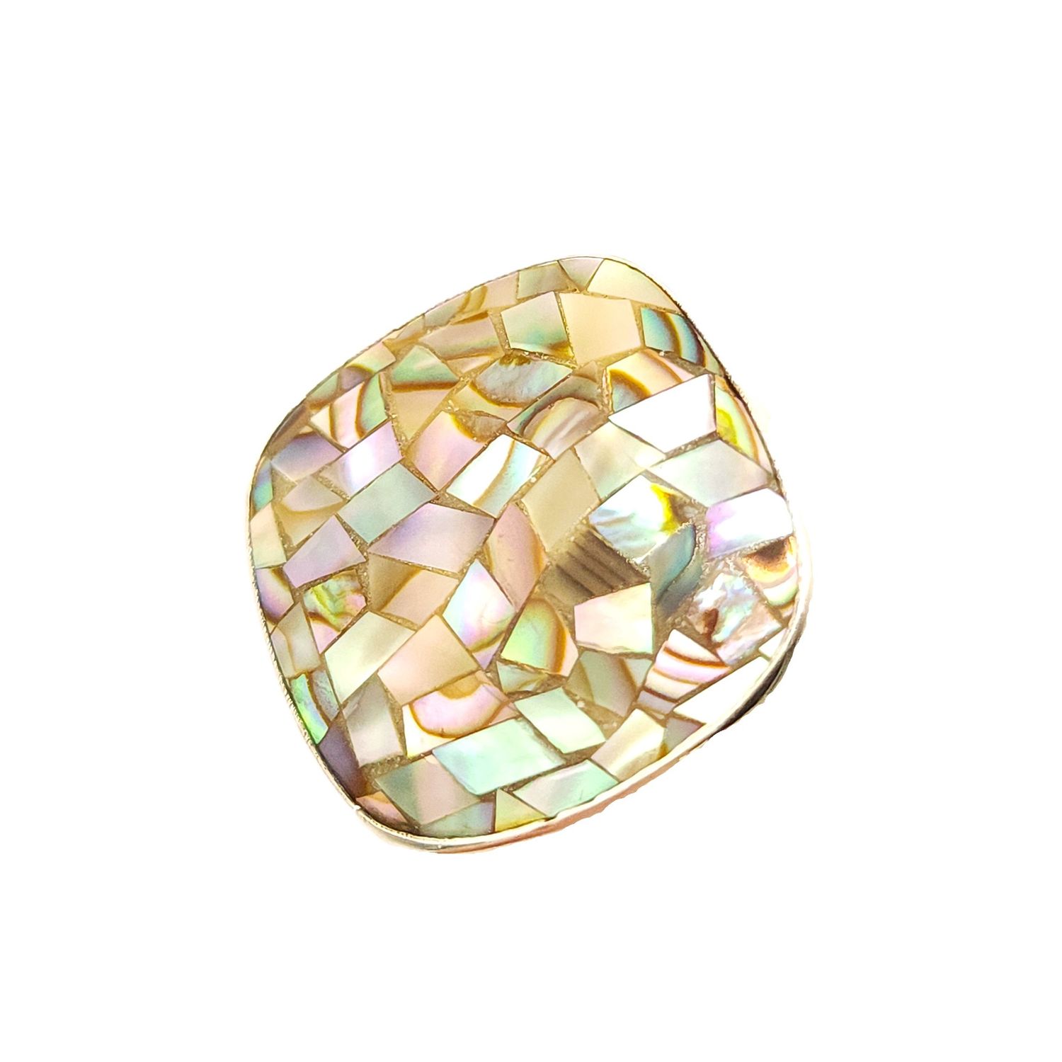 Sterling Silver Mosaic Abalone Ring- Size: 7