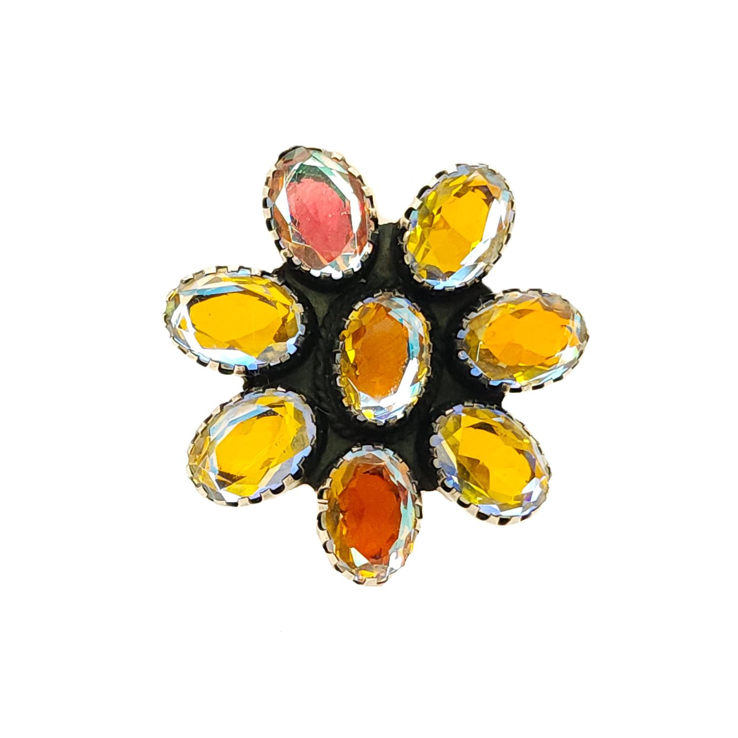 Sterling Silver Iridescent (Color Changing) Flower Ring- Size: 6.5