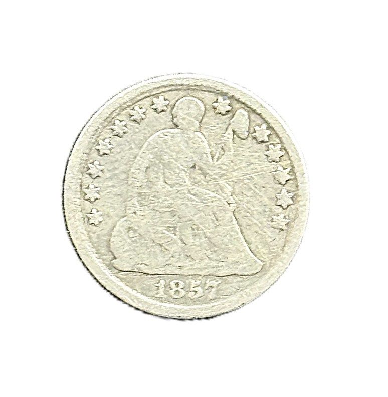 1857 Seated Liberty Half Dime - Philadelphia Mint 90% Silver
